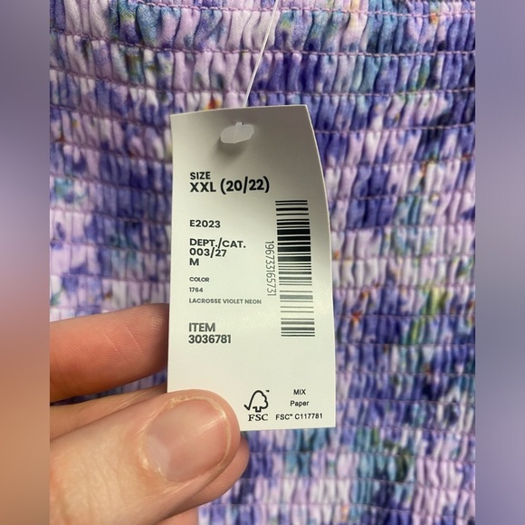 NWT Sugar & Jade Purple Print Smocked Dress Tween Girl Size XXL - Picture 3 of 6